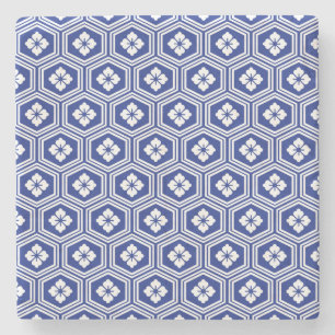 Japans motief Kikko Blauw en wit Stenen Onderzetter
