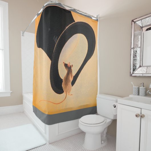 JAPANS MOUSE EN TOP HAT Shower Curtain Douchegordijn (In situ)