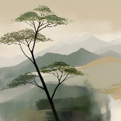 Japans Mystic Peaks Wall Art Print Douchegordijn