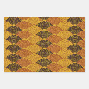 Japans naadloos japanespatroon (goudvormig) met re inpakpapier vel