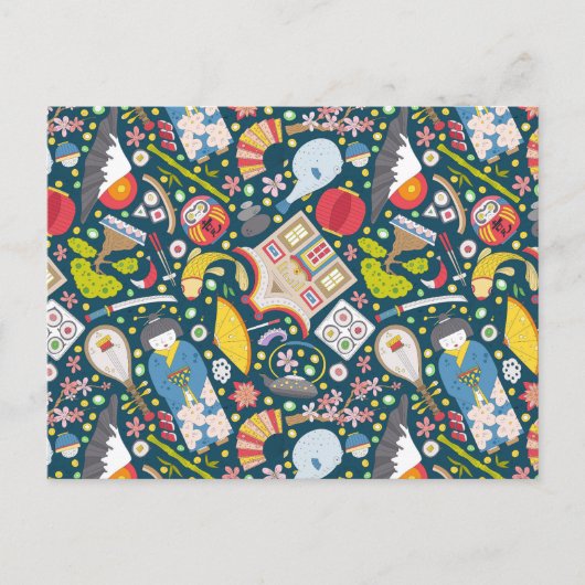 Japans naadloos patroon briefkaart (Voorkant)