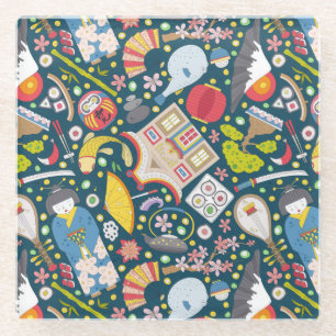 Japans naadloos patroon glazen onderzetter