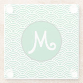 Japans Nami Wave Patroon en Monogram Glazen Onderzetter (Achterkant)