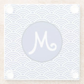 Japans Nami Wave Patroon en Monogram Glazen Onderzetter (Achterkant)