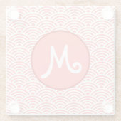 Japans Nami Wave Patroon en Monogram Glazen Onderzetter (Achterkant)