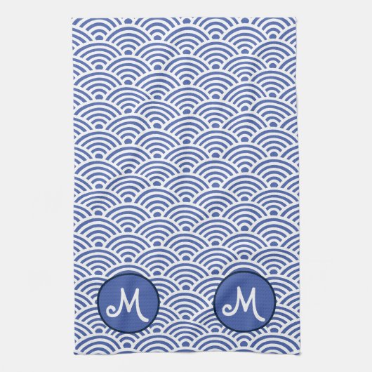 Japans Nami Wave Patroon en Monogram Theedoek (Verticaal)