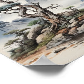 Japans Natuur Bonsai Tree Art Illustratie Poster (Hoek)