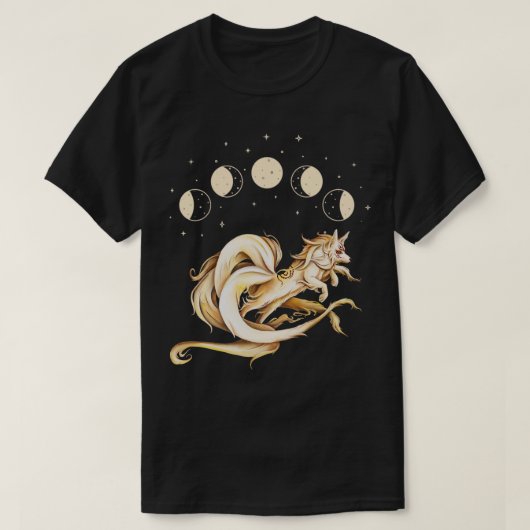Japans Nine Tails Fox Kitsune Moon Phases Folklo T-shirt (Design voorkant)