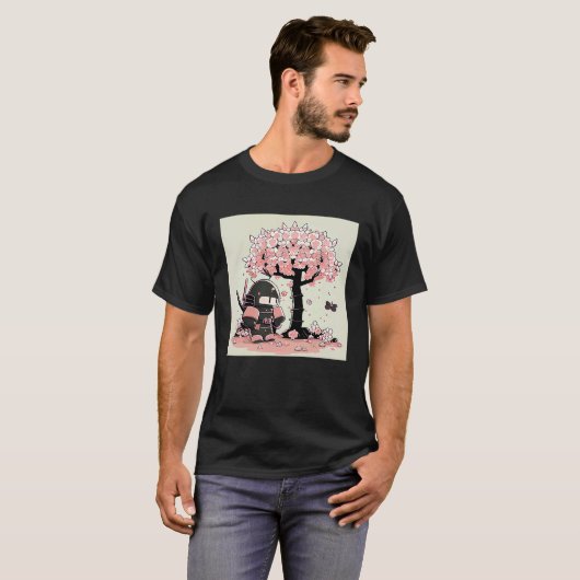 Japans Ninja-zwaardvechter Cherry blossom tree but T-shirt (Voorkant volledig)
