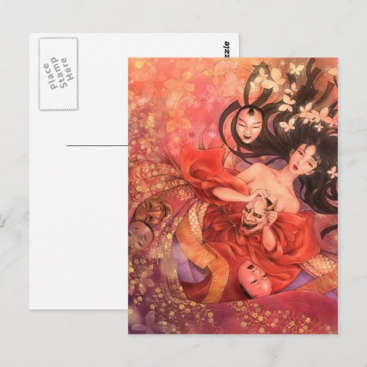 Japans Noh Mask Fantasy Art Briefkaart (Voorkant / Achterkant)