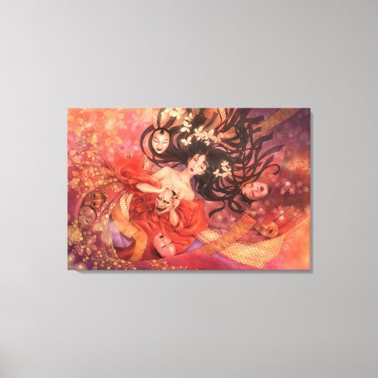 Japans Noh Masker Fantasy Kunst Canvas Afdruk (Voorkant)