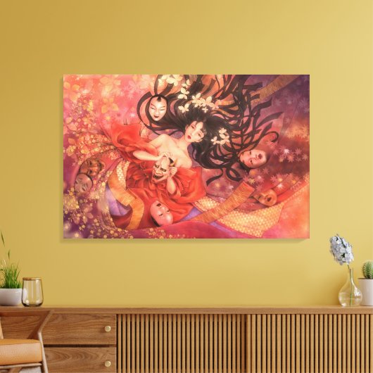 Japans Noh Masker Fantasy Kunst Canvas Afdruk (Insitu (Woonkamer))