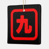 Japans nummer negen 九 Kyu 】 Kanji Keramisch Ornament (Links)