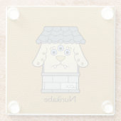 Japans Nurikabe Wandmonster: Cartoon Yokai Glazen Onderzetter (Achterkant)