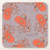 Japans Octopuspatroon Kartonnen Onderzetters (Voorkant)