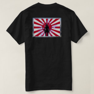 Japans omlijnde vlag en stijgende zon Samurai Warr T-shirt