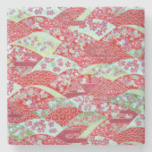 Japans Onderzetter met wasslag Rood, groen, eenstu (Voorkant)