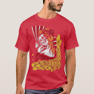 Japans Ondood Skelet Geisha Lotus Demon Art St T-shirt