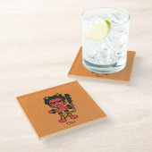 Japans Oni: Cartoon Yokai Glazen Onderzetter (Schuin)