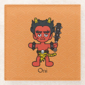 Japans Oni: Cartoon Yokai Glazen Onderzetter (Voorkant)