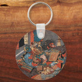  Japans Oni King versus Samurai Woodblock Sleutelhanger (Achterkant)