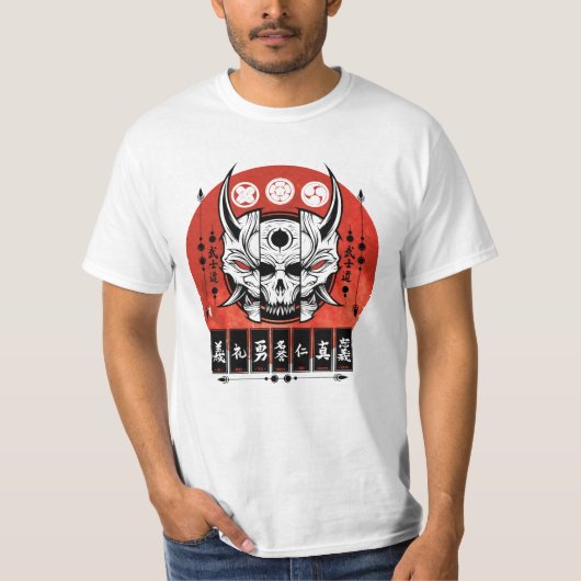 Japans Oni-maskerontwerp T-shirt (Voorkant)