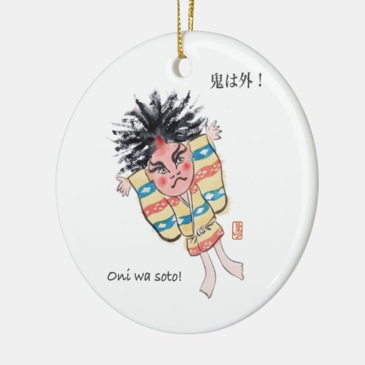 Japans Oni was Soto! Keramisch Ornament (Links)