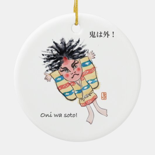 Japans Oni was Soto! Keramisch Ornament (Achterkant)