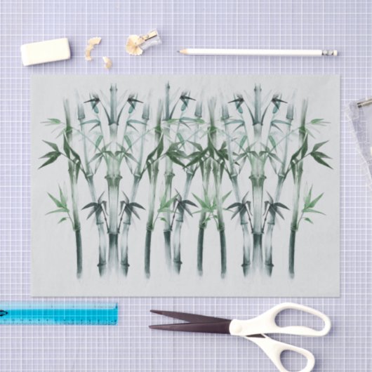 Japans ontkoppelingspagina - Groen Bamboonpatroon Tissuepapier (Craft)