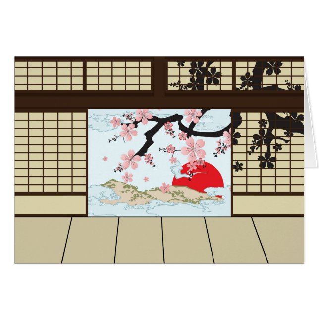 Japans ontwerp - Shoji Uitzicht-kaart (Voorkant Horizontaal)