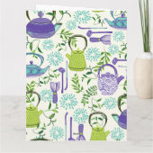 Japans ontwerp van groene theepot kaart (Achterkant)