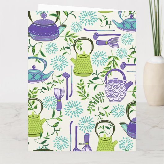 Japans ontwerp van groene theepot kaart (Achterkant)