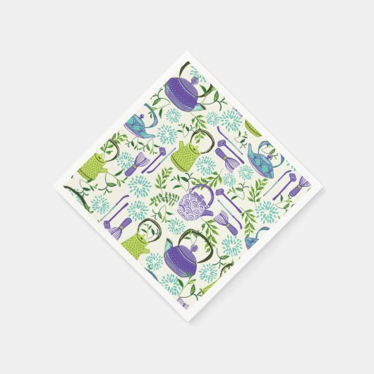 Japans ontwerp van groene theepot servet (Hoek)