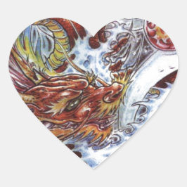 Japans ontwerp voor drakenTattoo Hart Sticker