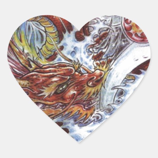 Japans ontwerp voor drakenTattoo Hart Sticker (Voorkant)