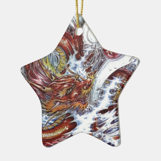 Japans ontwerp voor drakenTattoo Keramisch Ornament (Links)