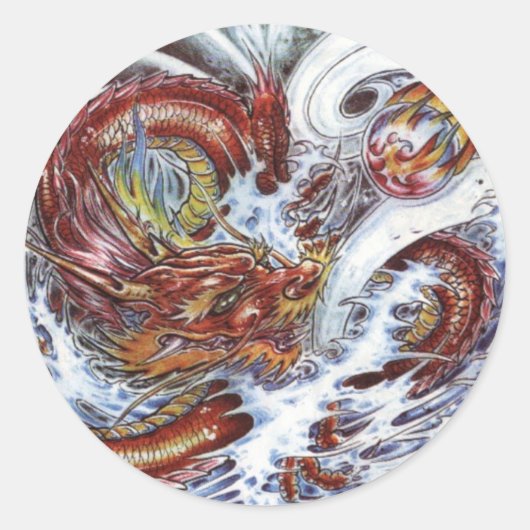 Japans ontwerp voor drakenTattoo Ronde Sticker (Voorkant)