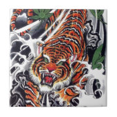 Japans ontwerp voor tijger en mantel tegeltje (Voorkant)