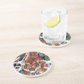 Japans ontwerp voor tijger en mantel zandsteen onderzetter (Zijkant)