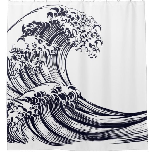 JAPANS ONTWERP WAVE  Shower Curtain Douchegordijn (Voorkant)