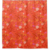 Japans Oranje Floral Pattern Douchegordijn (Voorkant)