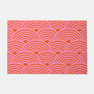 Japans Oranje roze golflengte Seigaiha Pattern Pre Deurmat