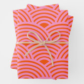 Japans Oranje roze golflengte Seigaiha Pattern Pre Inpakpapier Vel (In situ)
