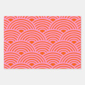 Japans Oranje roze golflengte Seigaiha Pattern Pre Inpakpapier Vel (Voorkant)