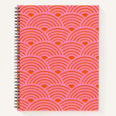 Japans Oranje roze golflengte Seigaiha Pattern Pre Notitieboek (Voorkant)