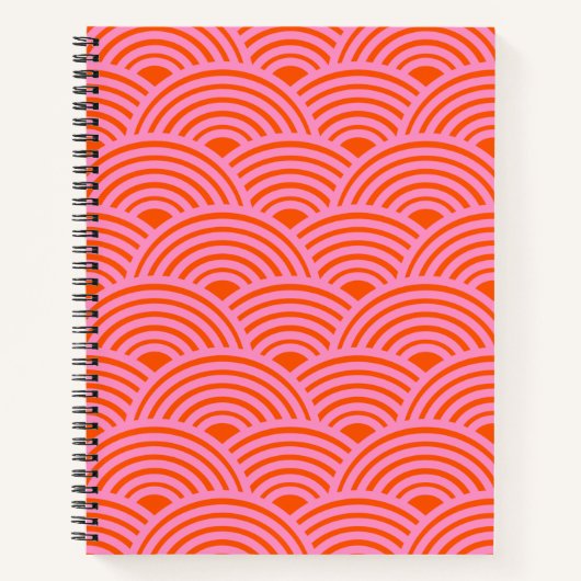 Japans Oranje roze golflengte Seigaiha Pattern Pre Notitieboek (Voorkant)