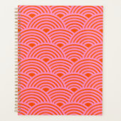 Japans Oranje roze golflengte Seigaiha Pattern Pre Planner (Voorkant)