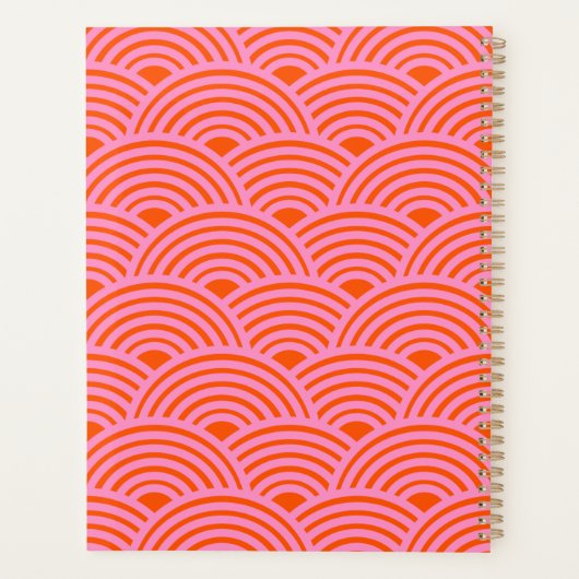 Japans Oranje roze golflengte Seigaiha Pattern Pre Planner (Achterkant)