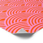 Japans Oranje roze golflengte Seigaiha Pattern Pre Poster (Hoek)
