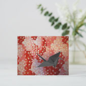 japans Origami kraanroze Sakura cherry blossom Briefkaart (Staand voorkant)